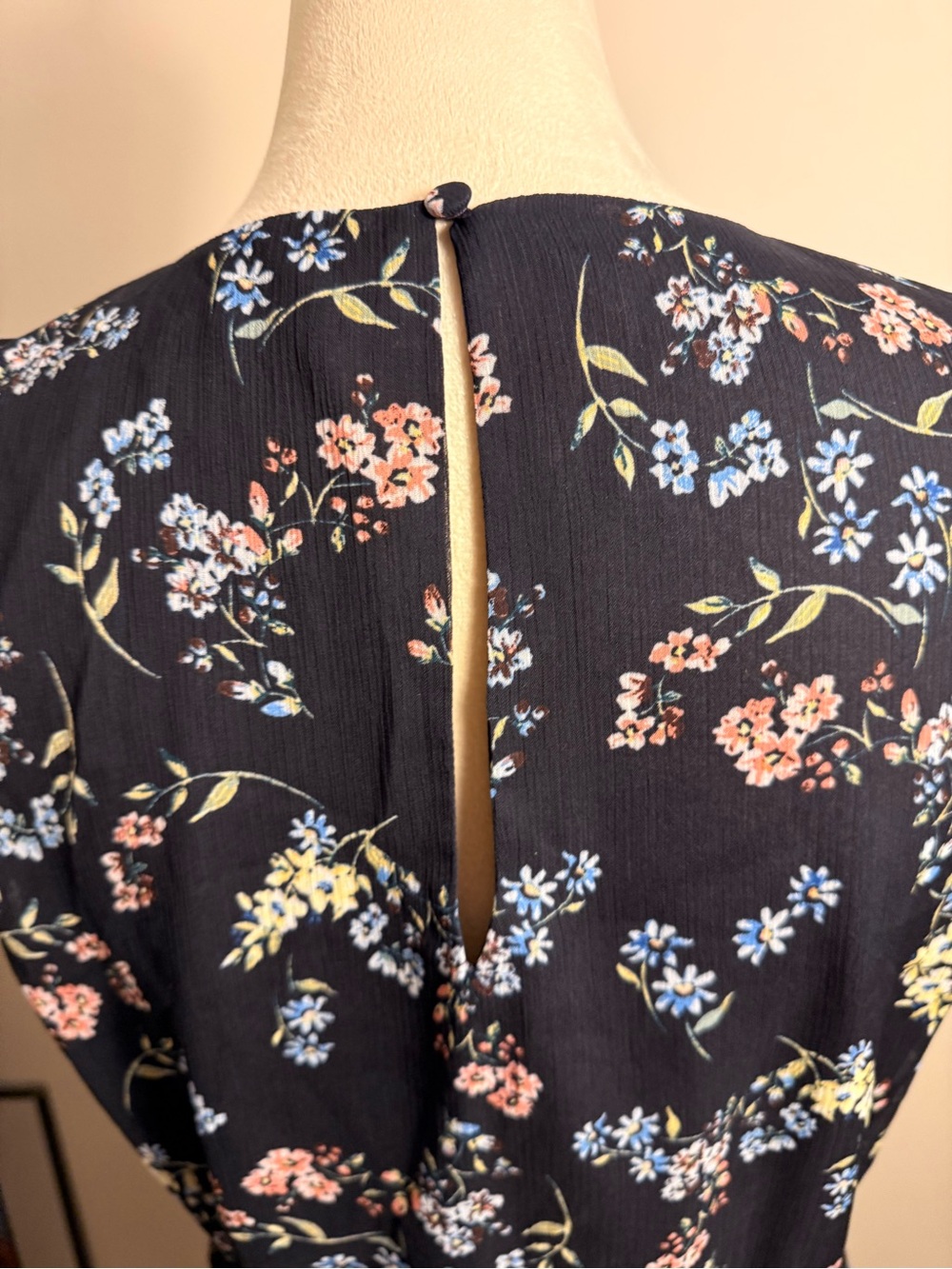Express Navy Floral Tie-Waist Sundress - Picture 5 of 11